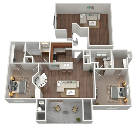 Floor plan for 2 beds, 2 baths, 1432 sqft
